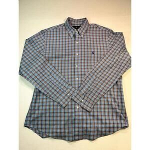 Polo Ralph Lauren Slim Fit Button Down Collard Shirt Men’s XL Blue Plaid